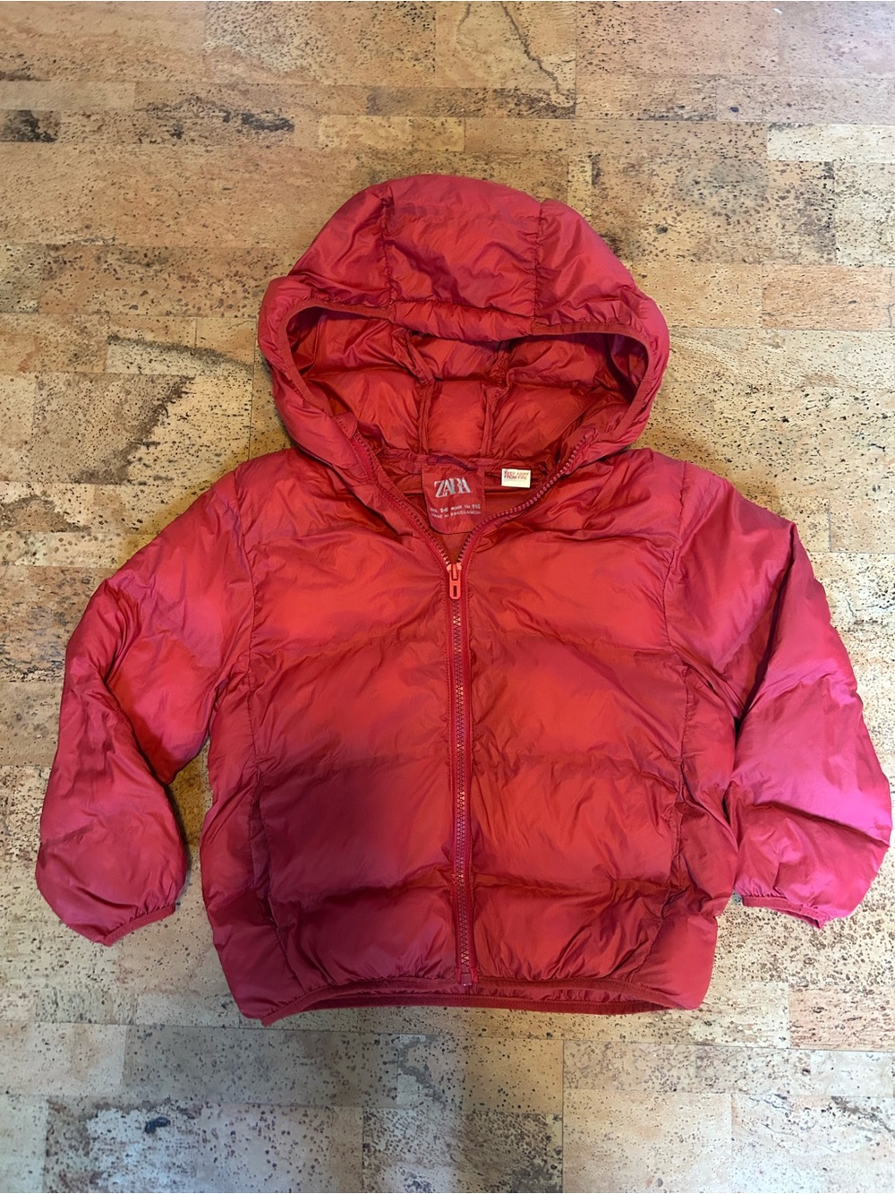 Zara Kids Red Lightweight Hooded Puffer Jacket Size 5-6 Years